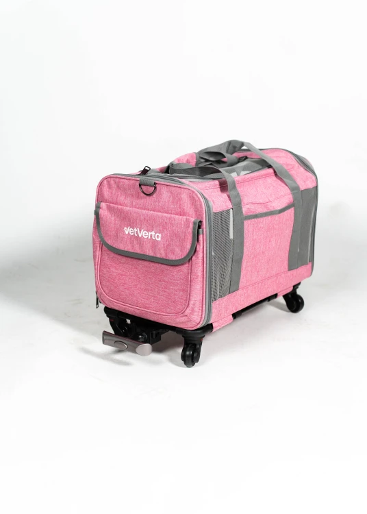 Transporter na kółkach dla psa i kota VETVERTA różowy | Rozszerzana torba transportowa 40 × 48 × 32 cm