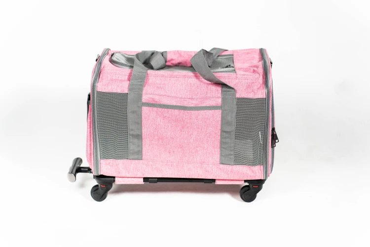 Transporter na kółkach dla psa i kota VETVERTA różowy | Rozszerzana torba transportowa 40 × 48 × 32 cm