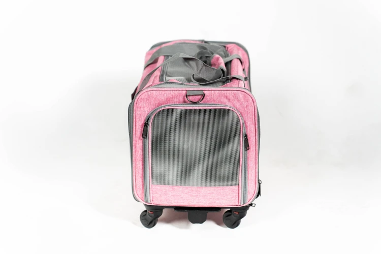 Transporter na kółkach dla psa i kota VETVERTA różowy | Rozszerzana torba transportowa 40 × 48 × 32 cm