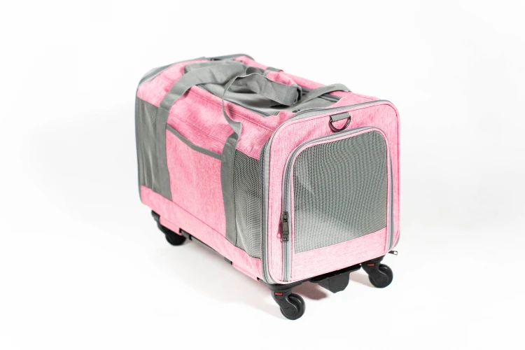 Transporter na kółkach dla psa i kota VETVERTA różowy | Rozszerzana torba transportowa 40 × 48 × 32 cm