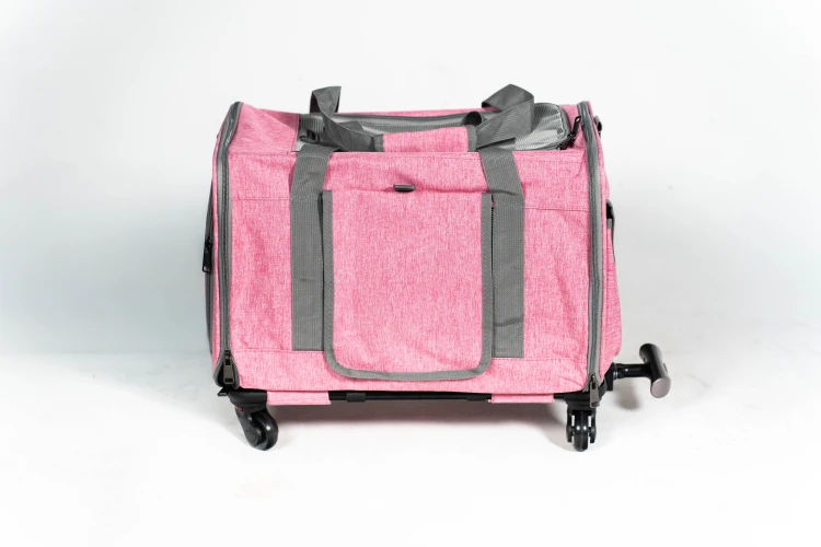 Transporter na kółkach dla psa i kota VETVERTA różowy | Rozszerzana torba transportowa 40 × 48 × 32 cm