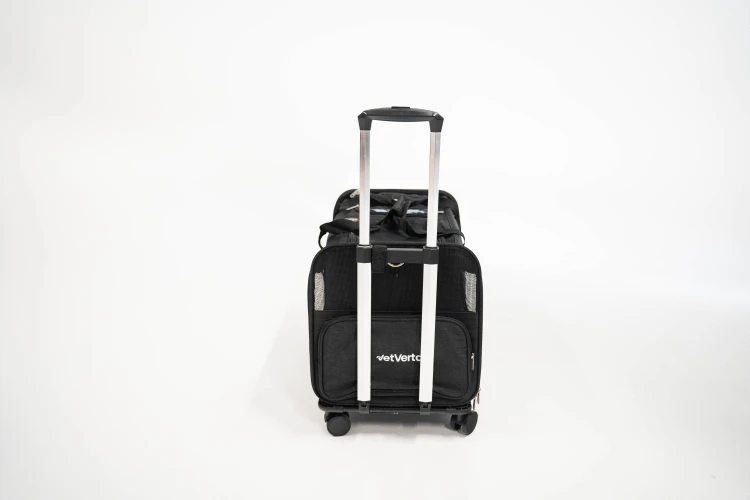 Transporter na kółkach dla dwóch kotów VETVERTA czarny | Duża torba transportowa 55 × 37 × 47 cm