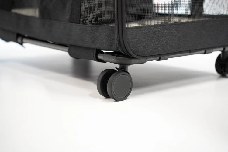 Transporter na kółkach dla dwóch kotów VETVERTA czarny | Duża torba transportowa 55 × 37 × 47 cm